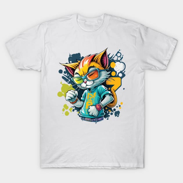 Cool Cat Graffiti Style T-Shirt by GCS Designs